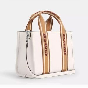 Coach  Smith White Tote with Tan Straps